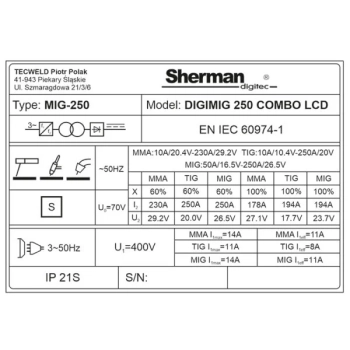 Sherman DIGIMIG 250 COMBO LCD